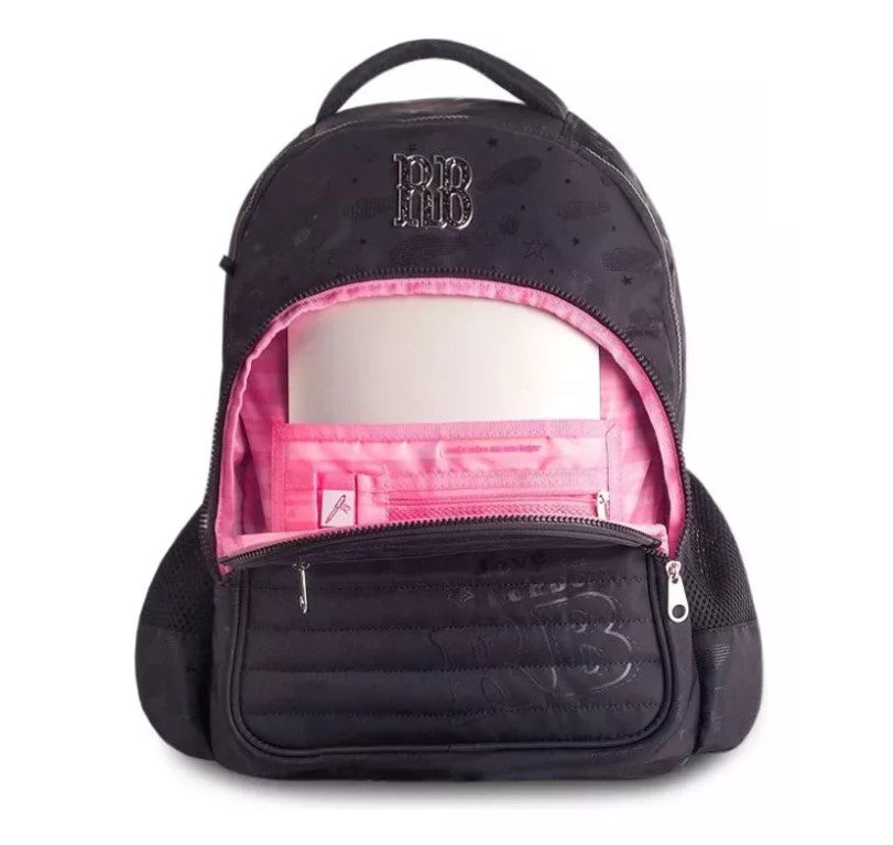 Mochila de Costas Infantil Rebecca Bonbon Holográfica Preta RB24589