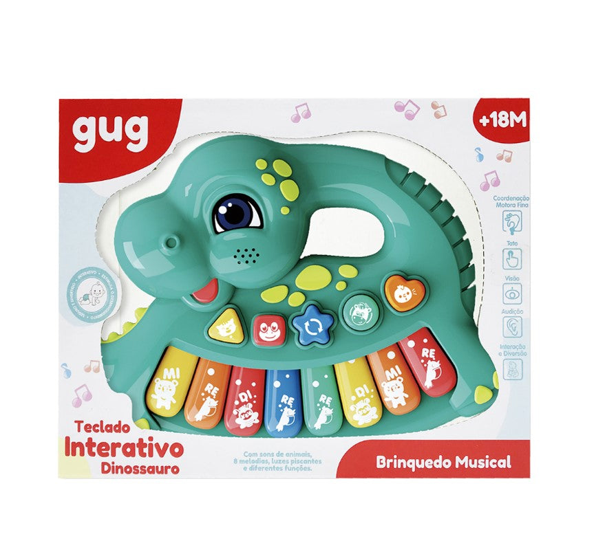 Teclado Musical Infantil Dino Colorido - Shiny Toys