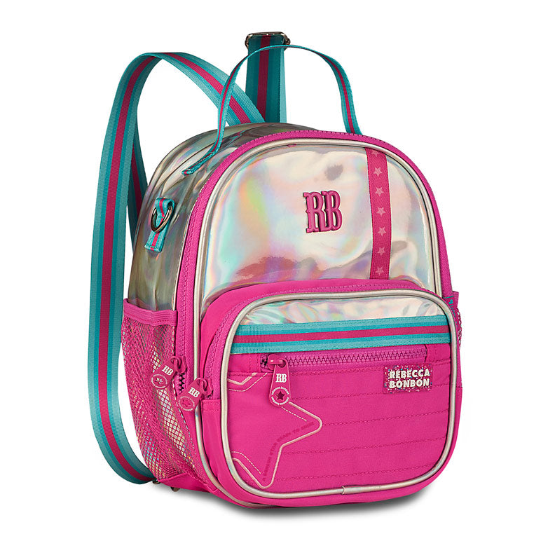 Kit Completo Rebecca Bonbon Holográfico - Mochila + Lancheira + Estojo Box - Rosa