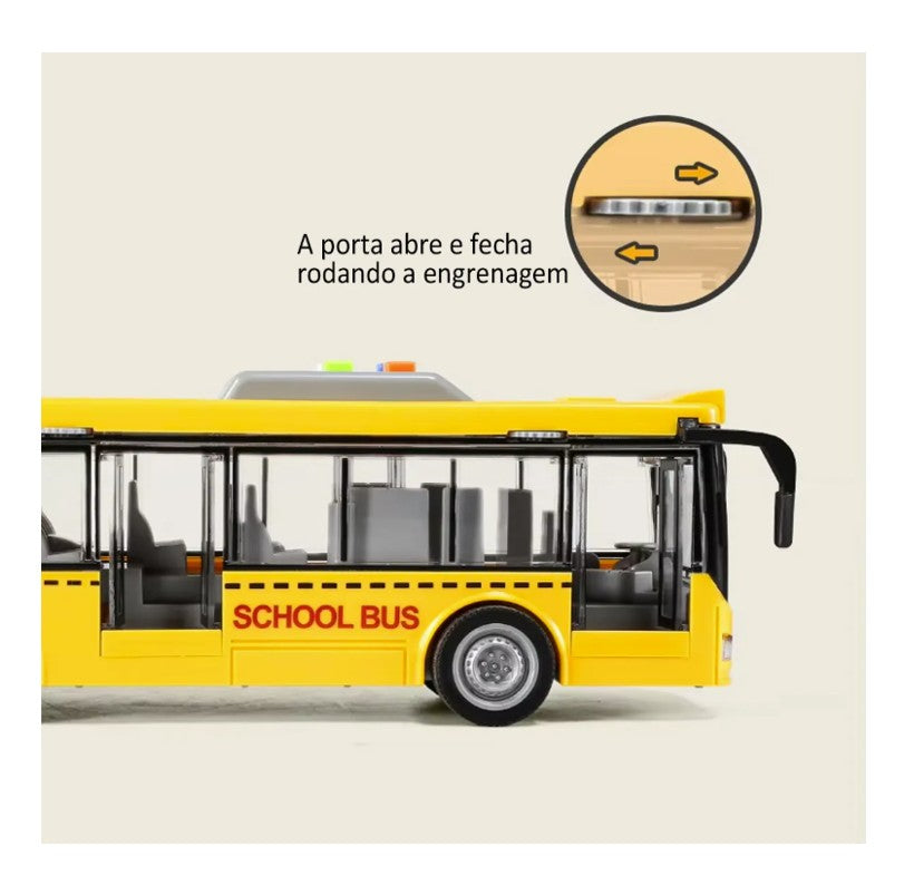Ônibus Escolar de Fricção 1:16 com Luz e Som e Fricção
