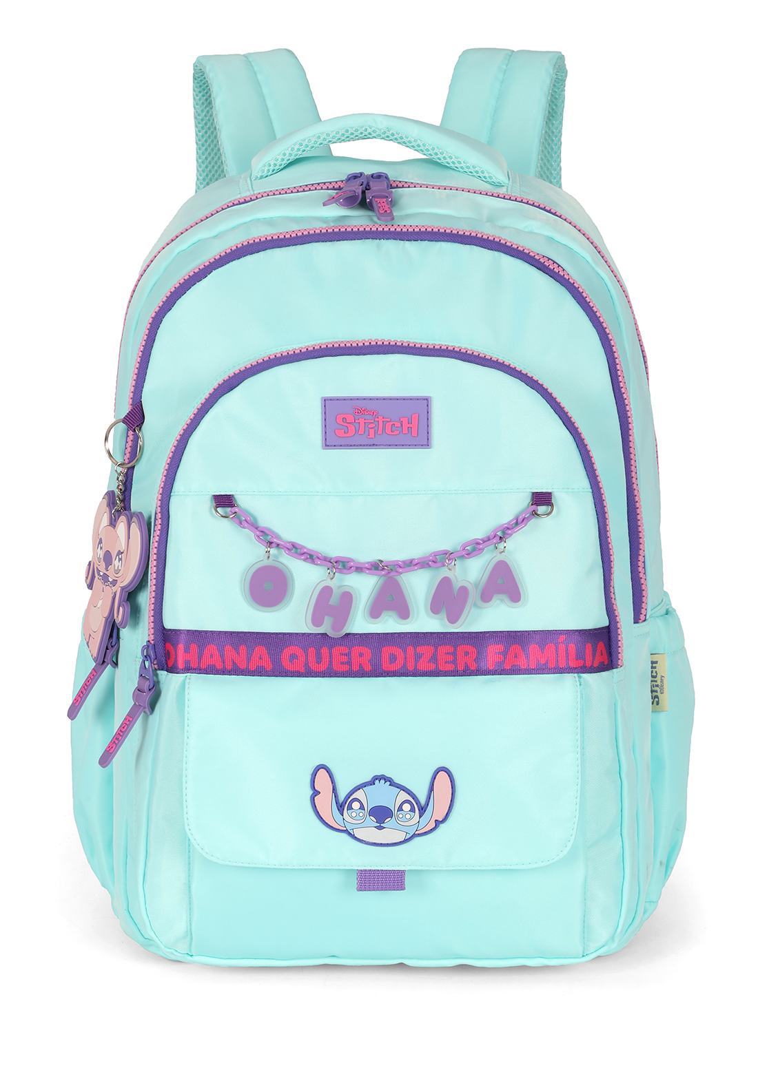 Kit Mochila de Costas G + Estojo Box Stitch Disney | Turquesa Roxo | 2 Peças Ohana | Fofura e Organização