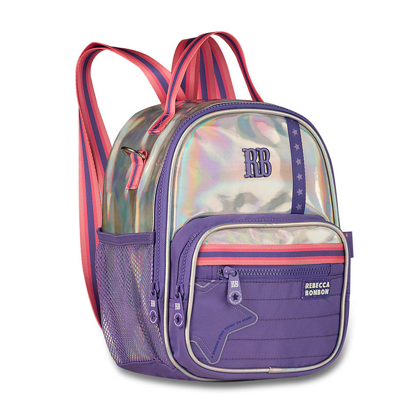 Kit Completo Rebecca Bonbon Holográfico - Mochila RB27017 + Lancheira + Estojo Box - Lilás