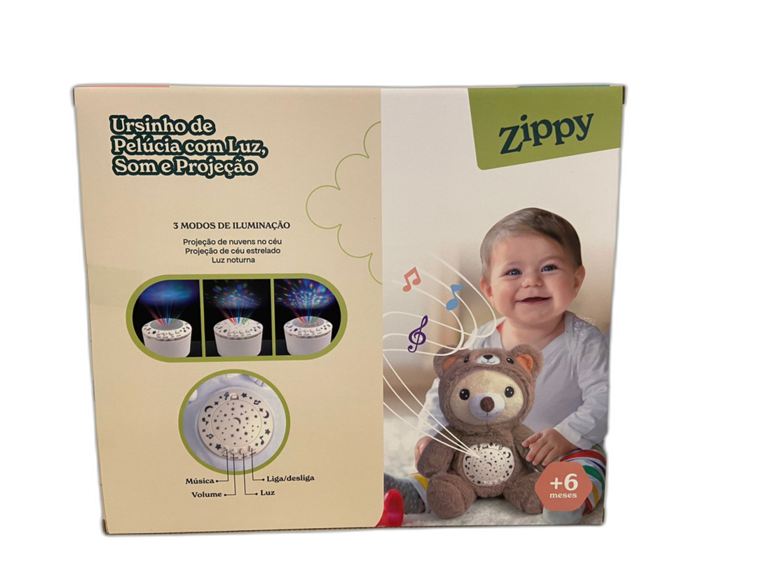 Ursinho de Pelúcia Interativo com Luz e Som - Zippy
