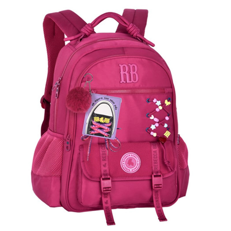 Mochila Juvenil Rebecca Bonbon RB Clio Style Cores Sortidas - Cadarço, Pompom e Patches