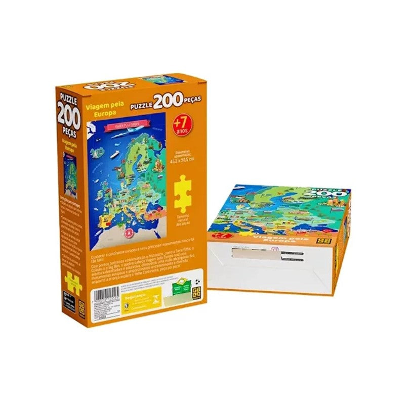 Quebra Cabeça 200 Peças Viagem Pela Europa - Grow