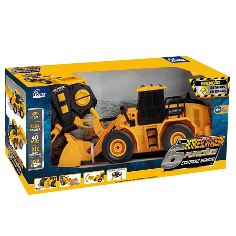 Retroescavadeira De Brinquedo C/ Controle Remoto - FÊNIX