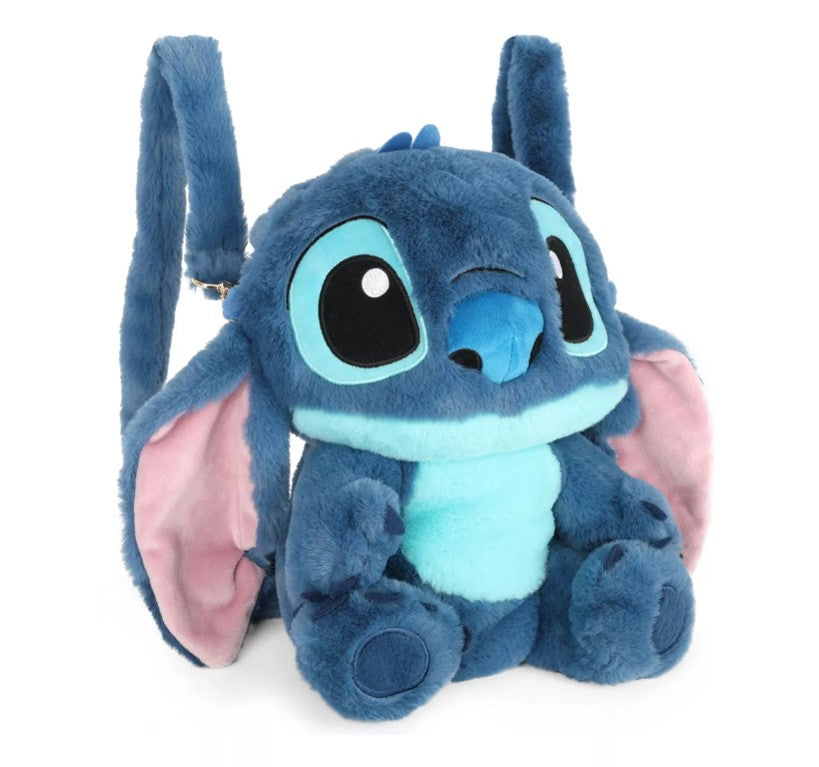 Mini Mochila de Costas 2 em 1 Bolsa Pelúcia Stitch Disney