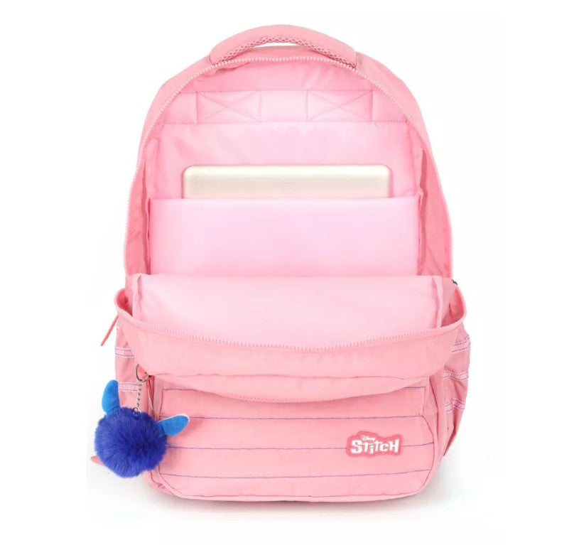 Mochila De Costas Stitch Com Divisão Laptop Juvenil Rosa - Luxcel