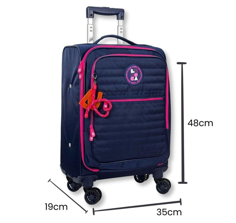 Kit Mala Escolar Luluca Rodinhas 360 Lancheira e Estojo