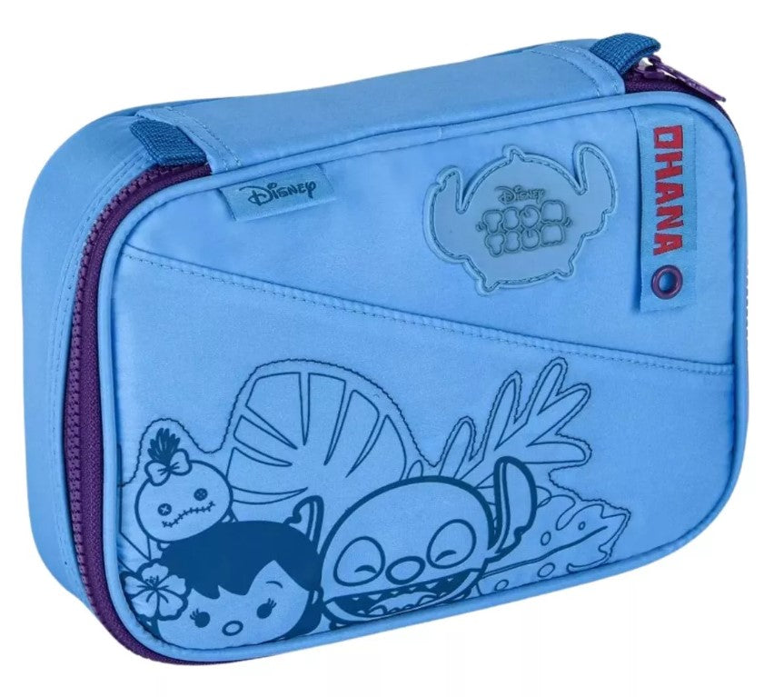 Kit Mochila de Costas Disney Stitch Tsum Tsum com Estojo
