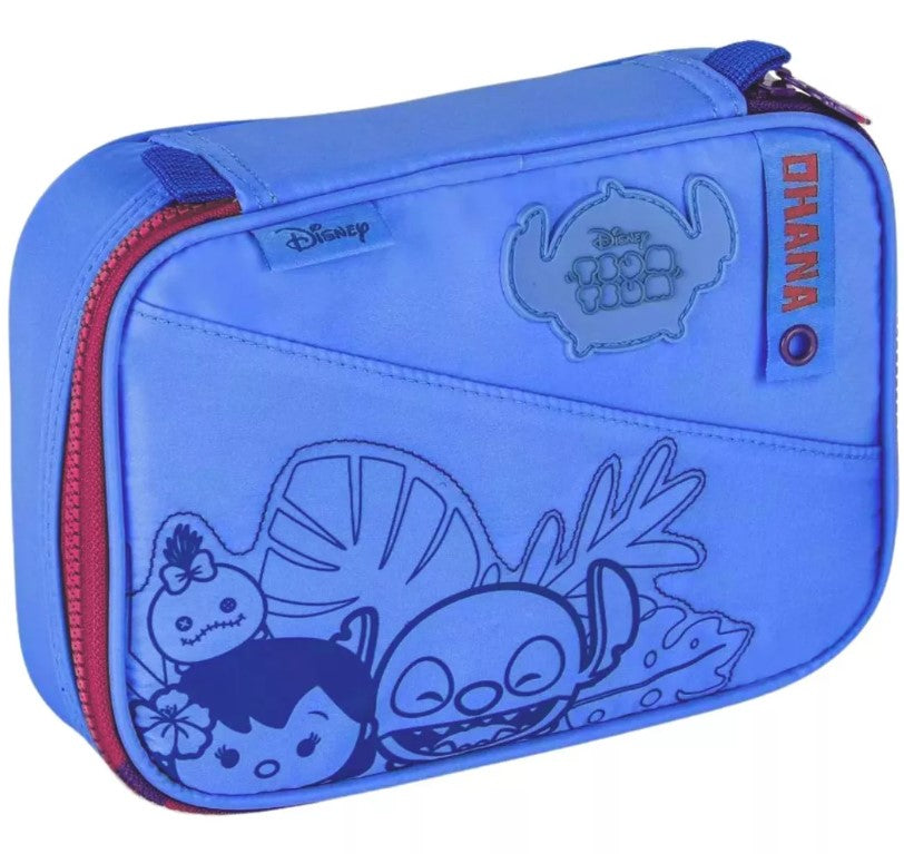 Kit Mochila de Costas Disney Stitch Tsum Tsum com Estojo