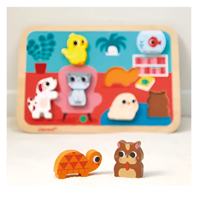 Encaixa Formas 3D Animais De Estimação - Janod