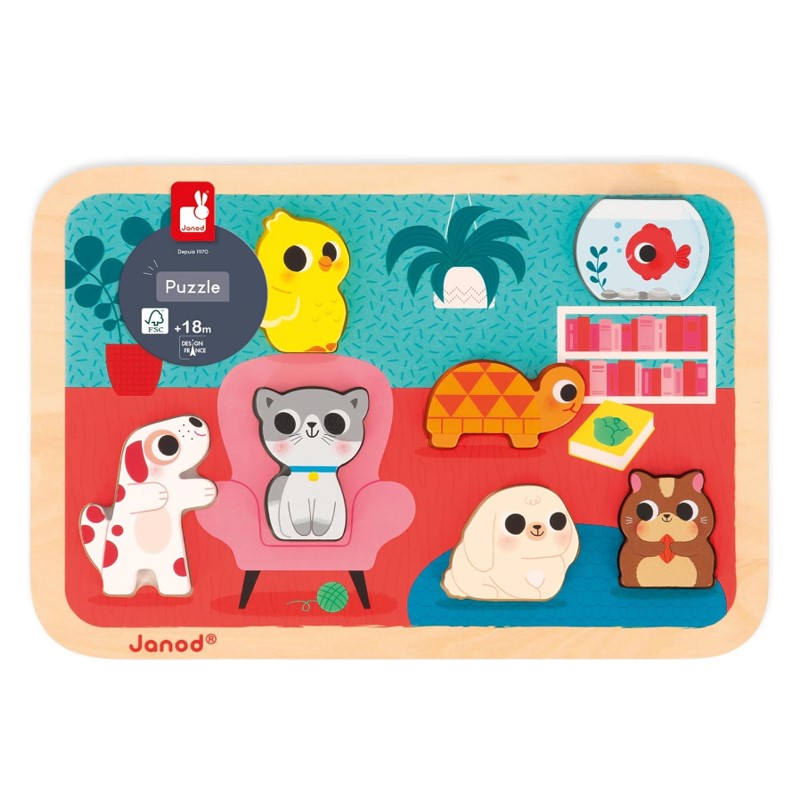 Encaixa Formas 3D Animais De Estimação - Janod