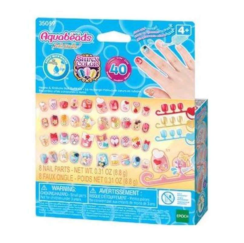 Kit Aquabeads Refil Nail Studio Hearts e Ribbons - Epoch