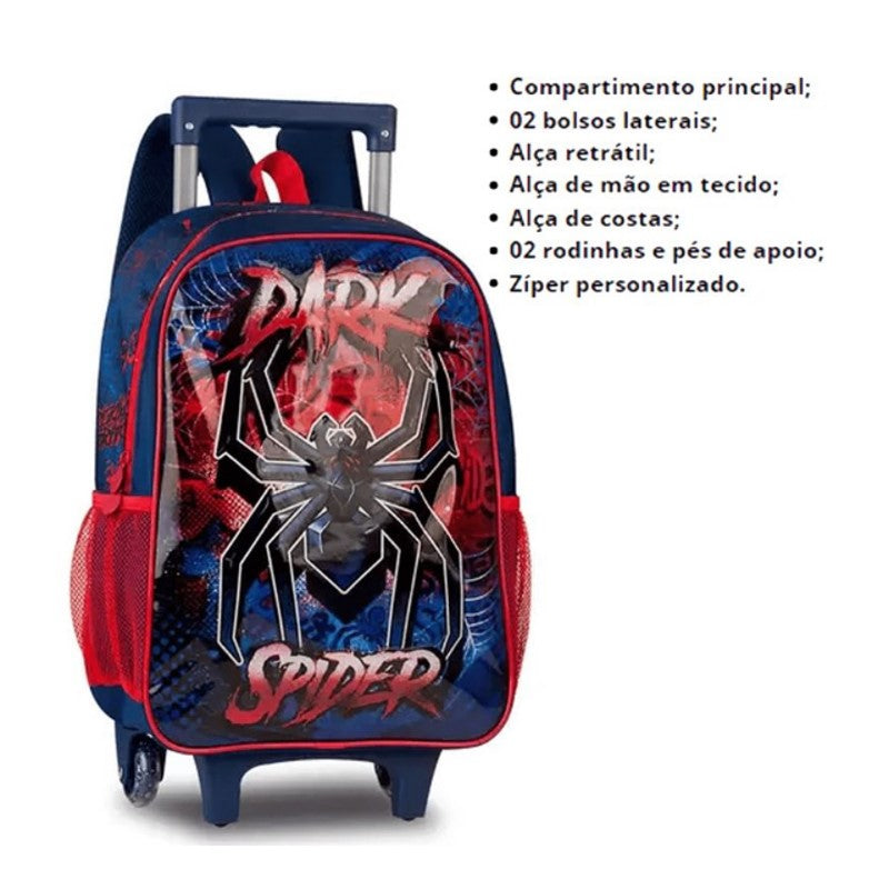 Mochila Escolar Infantil de Rodinhas Dark Spider - Clio Style