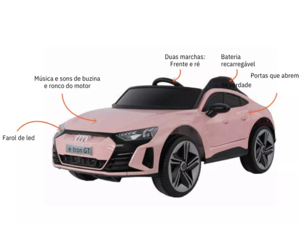 Carro Elétrico Audi E-Tron Gt 12v Infantil Rosa - Zippy Toys