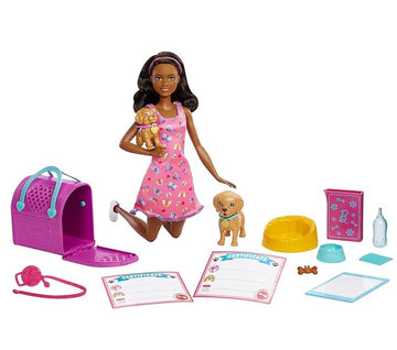 Boneca Barbie Adota Cachorrinho Negra - Mattel
