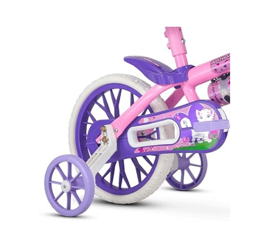 Bicicleta Aro 12 Infantil Rosa Com Rodinhas Cat - Nathor