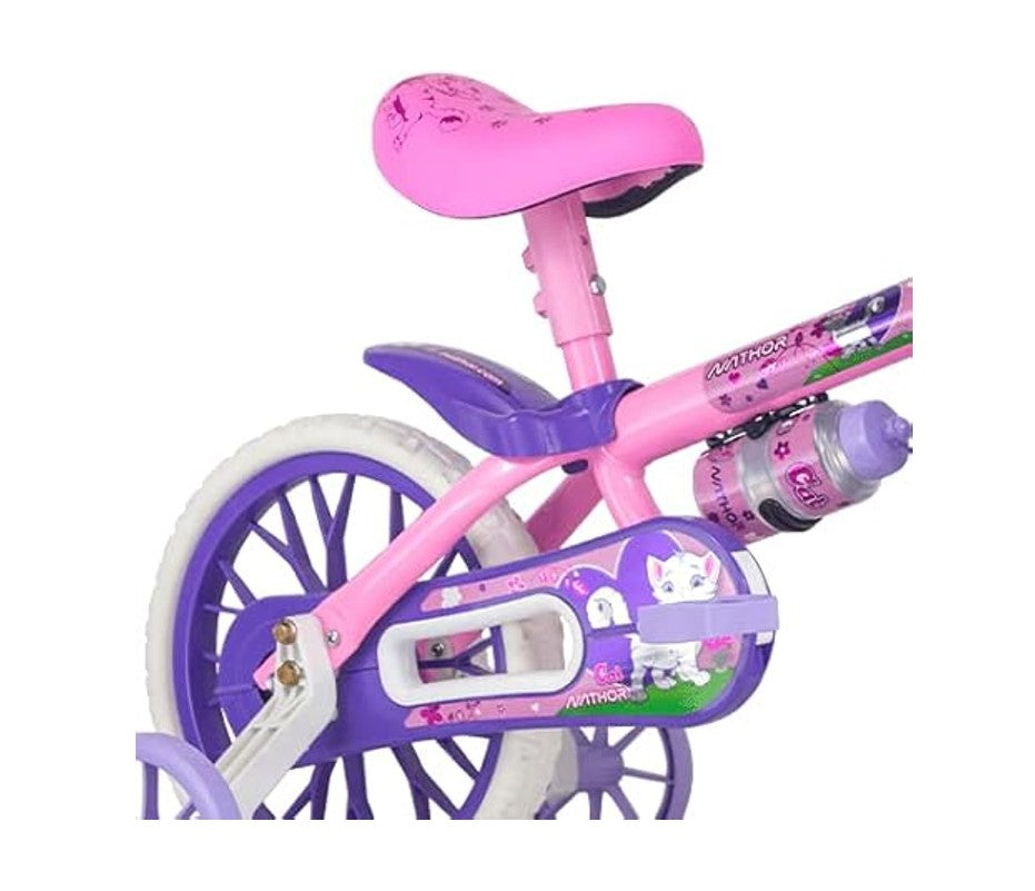 Bicicleta Aro 12 Infantil Rosa Com Rodinhas Cat - Nathor
