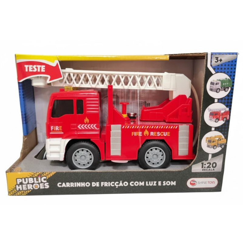 Carrinho de Bombeiro com Fricção, Luz e Som - Shine Toys