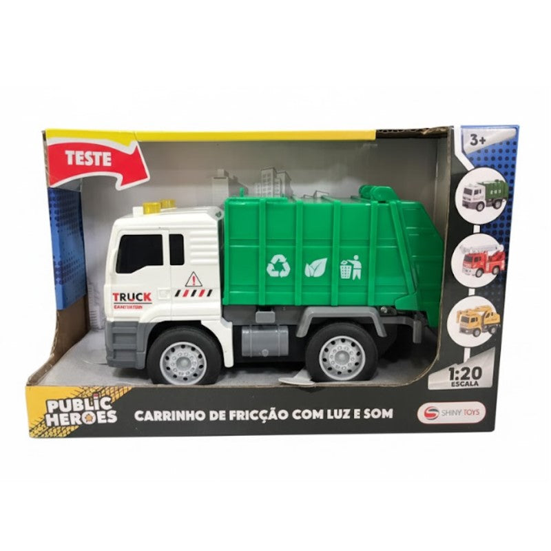 Brinquedo Caminhão de Lixo com Fricção, Luz e Som - Shine Toys
