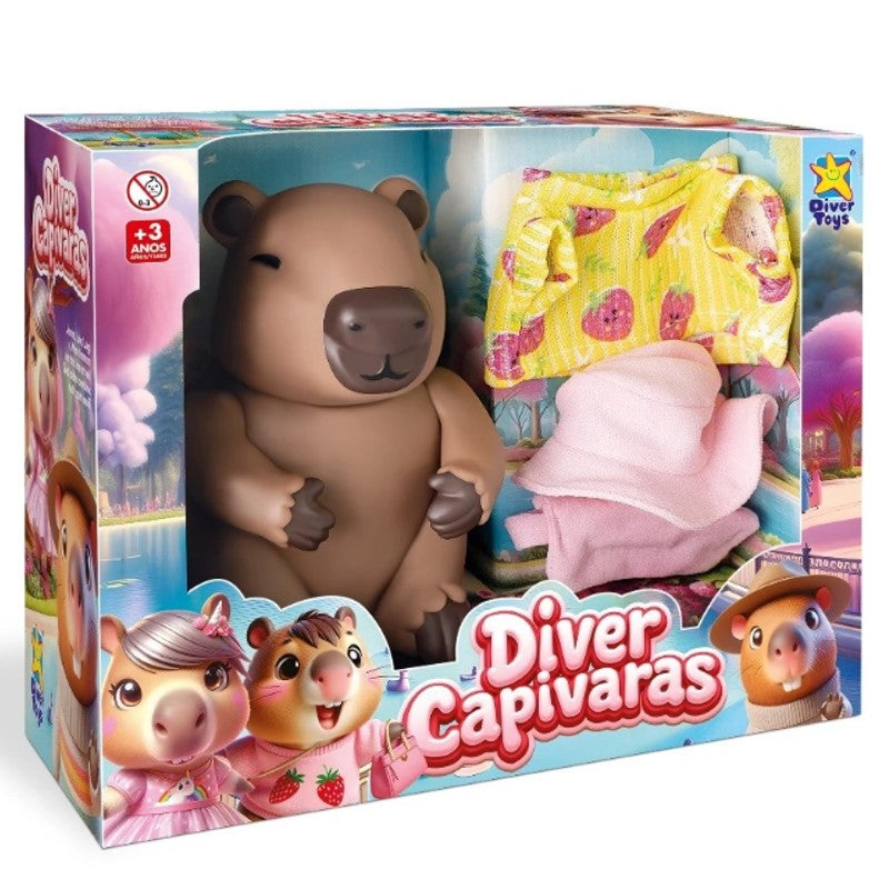 Boneca Capivara Menina com Sueter  - Diver Toys