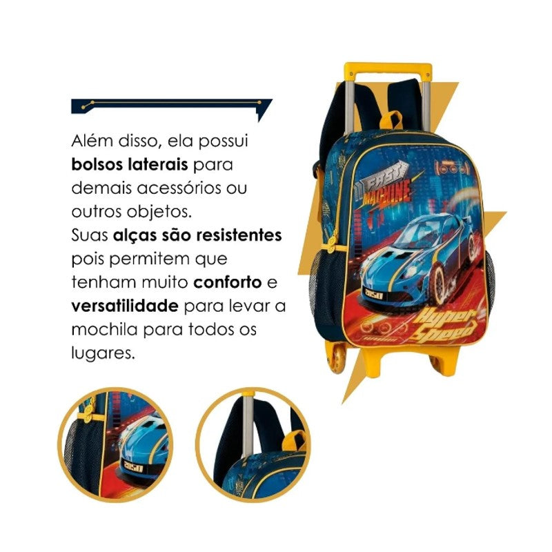 Mochila Infantil De Rodinhas Carros - Clio
