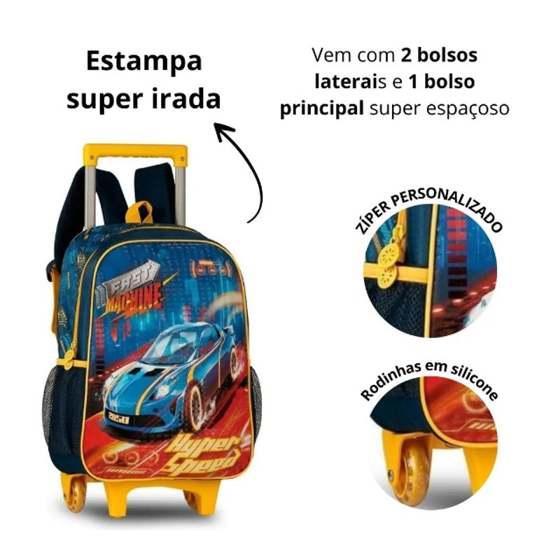 Mochila Infantil De Rodinhas Carros - Clio