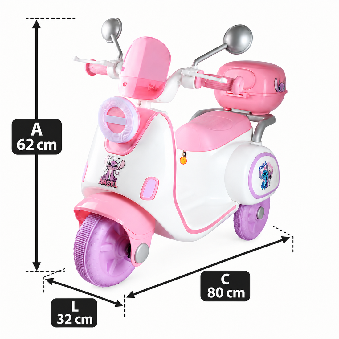Moto Elétrica Retro Angel 6V com Luz e Som - Brink Center
