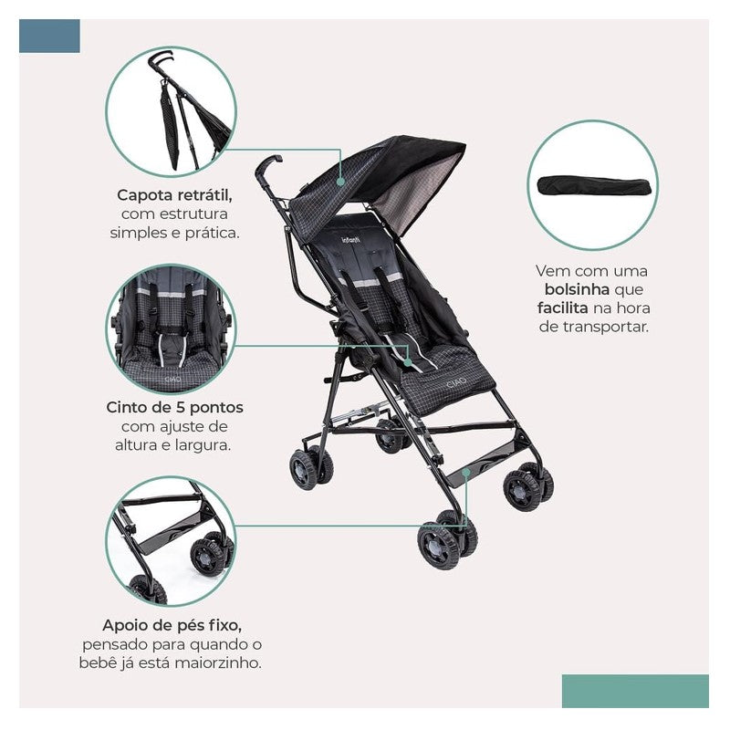 Carrinho de bebê Ciao cor Preto - Infanti