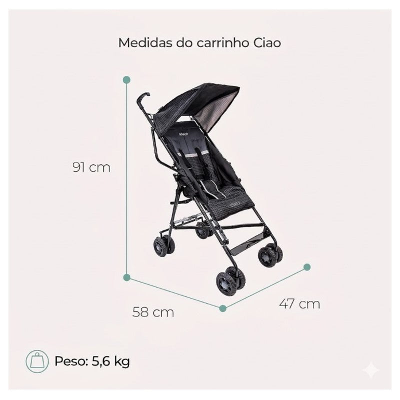 Carrinho de bebê Ciao cor Preto - Infanti