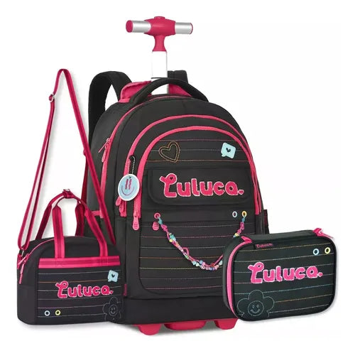 Mochila Carrinho Luluca Com Lancheira Térmica E Estojo Box