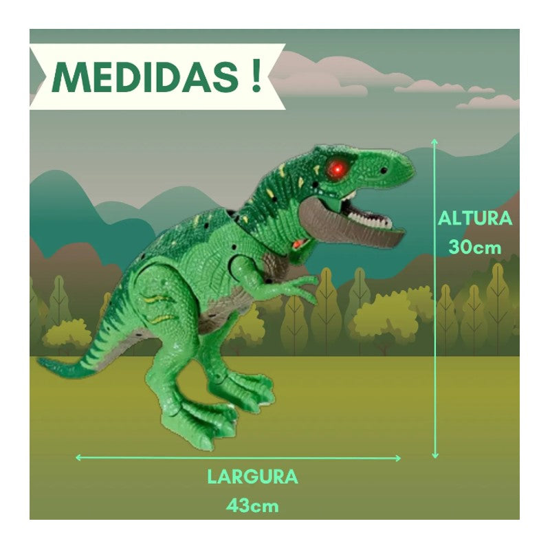 Tiranossauro Rex com Controle Remoto, Solta Fumaça e  Anda - Zein