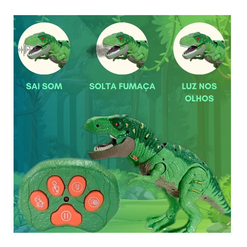 Tiranossauro Rex com Controle Remoto, Solta Fumaça e  Anda - Zein