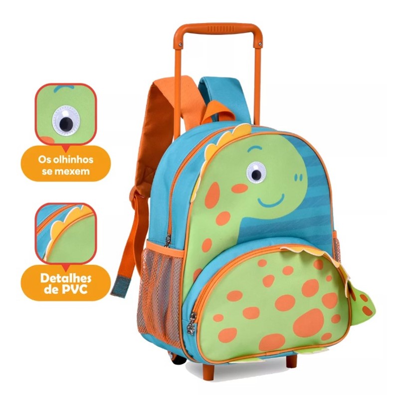 Mochila De Rodinha Infantil Clio Pets Escolar Dino - Clio
