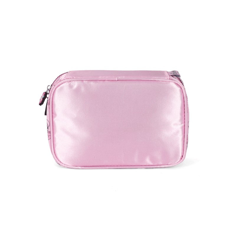 Kit Escolar Stitch e Angel Rosa Holográfico Mochila de Rodinhas + Lancheira + Estojo Box - Luxcel
