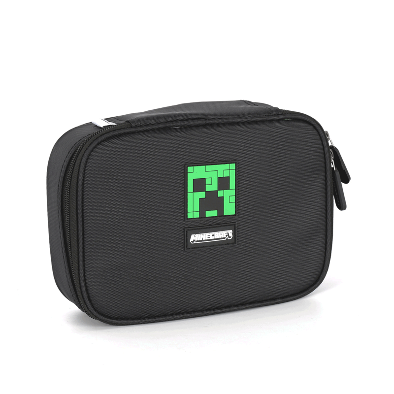 Kit Mochila Escolar de Rodinhas Minecraft Creeper Preto com Lancheira e Estojo - Luxcel