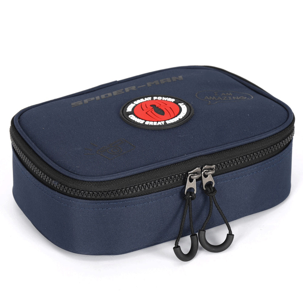 Kit Escolar Homem-Aranha Azul Marinho Mochila de Rodinhas + Lancheira Térmica + Estojo - Luxcel