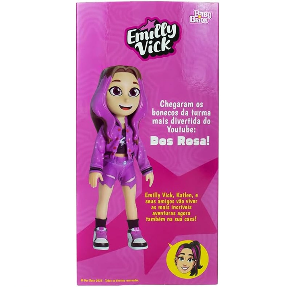 Boneca Emilly Vick Dos Rosa Youtuber Vinil 25cm - Baby Brink