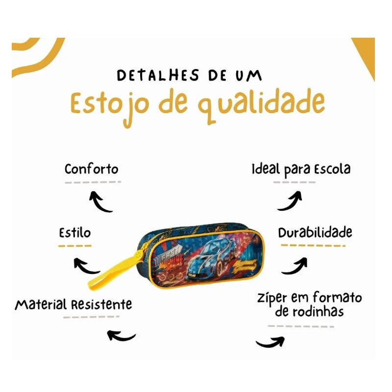 Estojo Infantil Escolar Fast Machine Speed - Clio