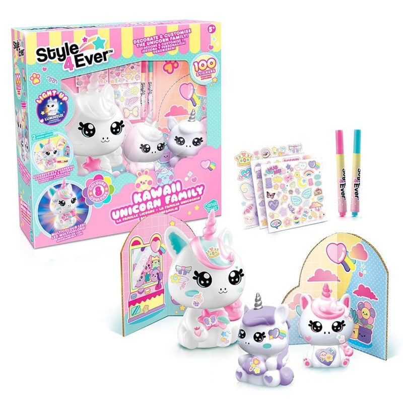 Decore sua Luminária Familia Unicornio Kawaii - Fun