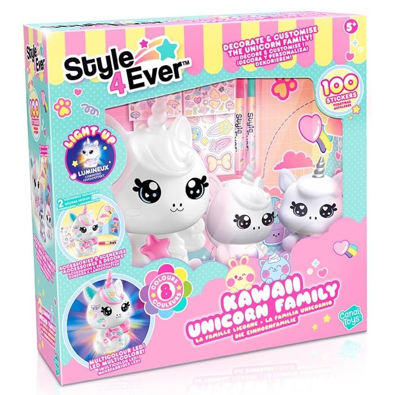 Decore sua Luminária Familia Unicornio Kawaii - Fun