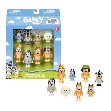 Kit 8 Bonecos Colecionáveis Bluey Diversão em família com fantasias - Candide