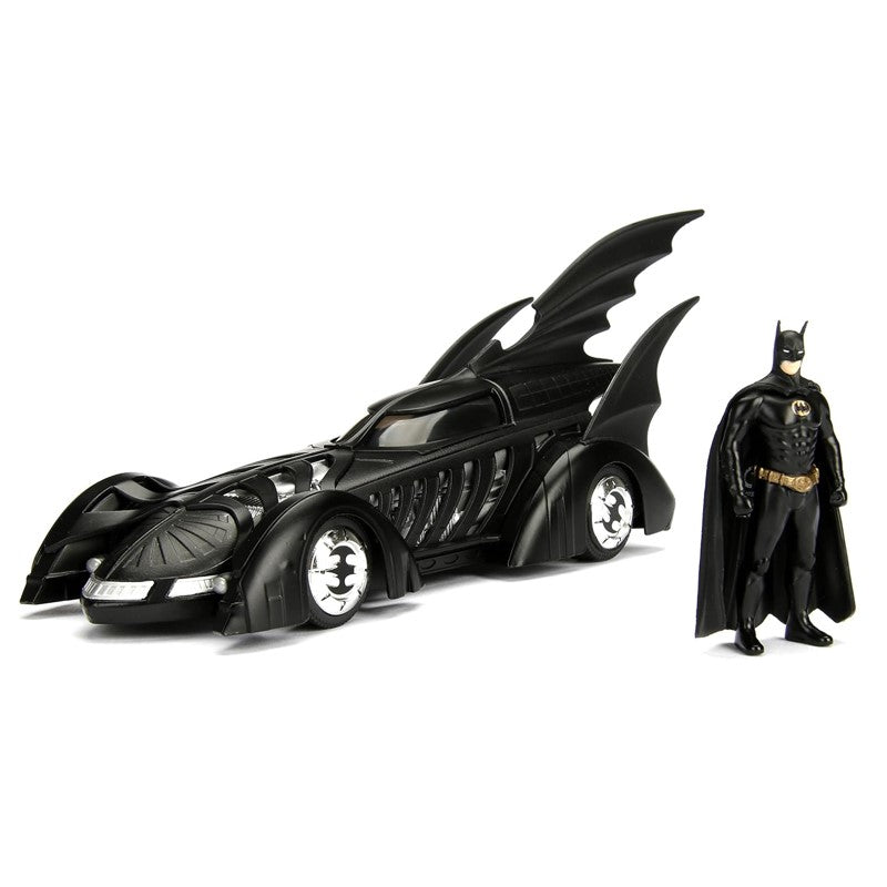 Miniatura Batmóvel Forever com Boneco Filme Clássico 1995 1:24 - Jada