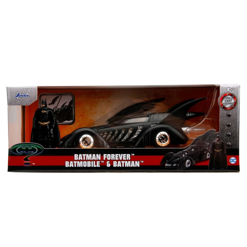 Miniatura Batmóvel Forever com Boneco Filme Clássico 1995 1:24 - Jada
