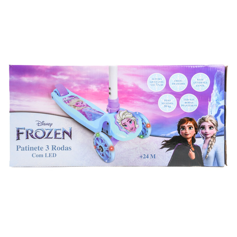 Patinete Infantil 3 Rodas com Luzes Frozen