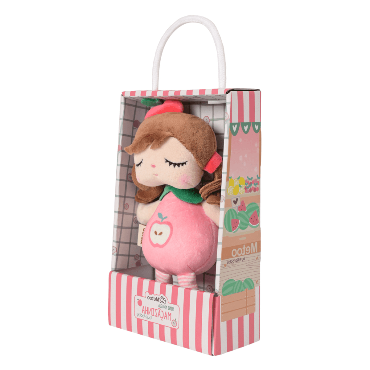 Boneca Com Caixa Mini Angela Frutas Maçãzinha 20cm - Metoo