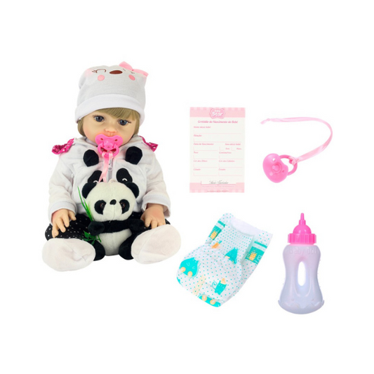 Boneca Bebê Reborn Realista Olhos Azuis com Acessórios Baby Star