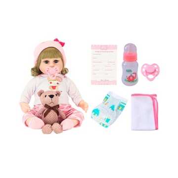 Boneca Bebê Reborn Loira Coração e Acessórios Baby Star