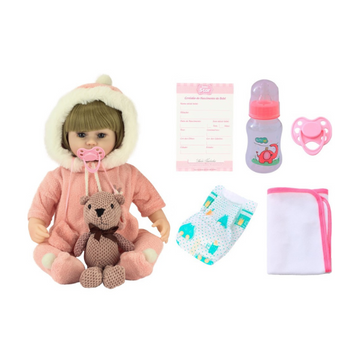 Boneca Bebê Reborn com Macacão Pelúcia e Acessórios Baby Star